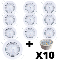 10 Spots Led encastrables extra plats dimmables blancs quips LED 5W 2700K