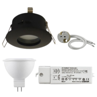 Kit Spot LED tanche IP65 salle de bain Noir + LED + Transfo 12V