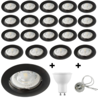 Lot de 20 spots Led GU10 encastrables noirs Led 6.5W rendu 50W 100 blanc chaud.