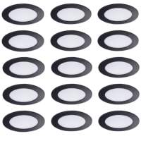 15 X Spots extra plats Noirs Led 6W 120° Blanc Chaud.