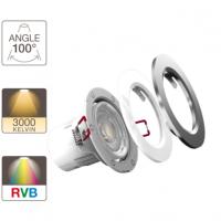 Spot LED RVBW 6.8W 100 230V Blanc & Couleur + Tlcommande XANLITE