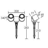 Spot piquet double exterieur TOPAZE avec 2 Led GU10 5.2W - ARIC