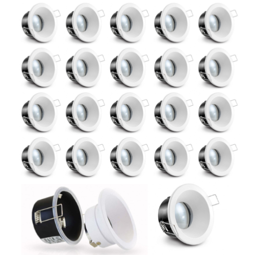 20 x Spot BBC étanche IP65 design anti éblouissement Blanc pour LED