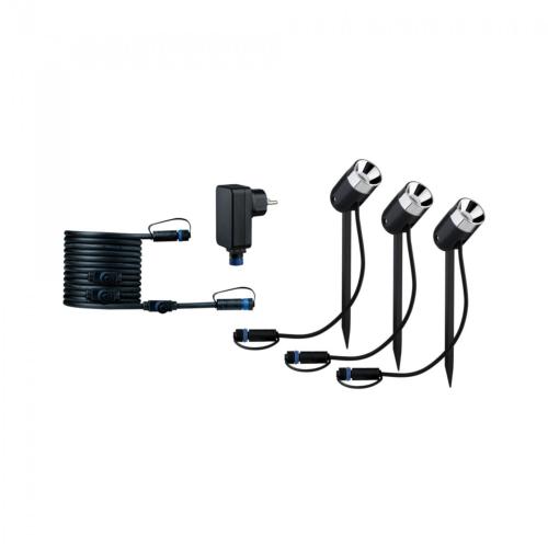 Kit départ 3 spots 24V 3000K + Transfo + 5 m câble Plug & Shine Paulmann 94242