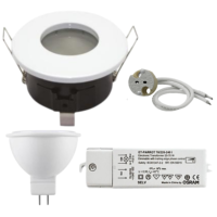 Kit Spot LED tanche IP65 salle de bain blanc + LED + Transfo 12V